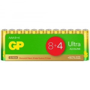 GP Ultra Alkalin AAA İnce Kalem Pil 12li Paket