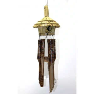 Hasır Kuş Yuvalı Bambu Çan 50 cm