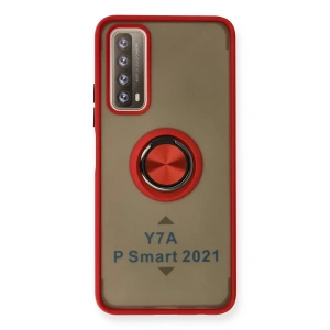 Huawei P Smart 2021 Kılıf Montreal Yüzüklü Silikon Kapak - Kırmızı