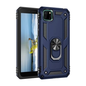 Huawei Y5P Kılıf Sofya Yüzüklü Silikon Kapak - Lacivert