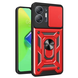 İnfinix Hot 30 5G Kılıf Pars Lens Yüzüklü Silikon - Kırmızı