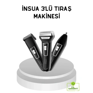 İnsua 3 Başlıklı Profesyonel Tıraş Makinesi – Sıfır Kesim, Hassas Başlık, Güçlü Motor