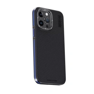 iPhone 15 Pro Max Kılıf Aramid 600D Kevlar Karbon Fiber Magsafe Kapak - Lacivert