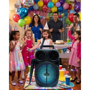 Kablosuz Karaoke Hoparlör Mikrofonlu RGB Işıklı Bluetooth Speaker USB TF Kart Destekli