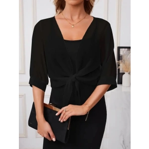Kadın Truvakar Kollu önden Bağlamalı Kısa şifon Bolero Ceket