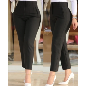 Kadın üste Oturan Paçası Bilek üzerinde Biten Krep Kumaş Kumaş Pantolon 36 (S) - 50 (5XL)
