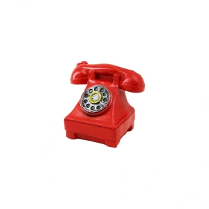 Kırmızı Ankesörlü Telefon Biblosu - Vintage Tasarım - Reçine Süs Eşyası