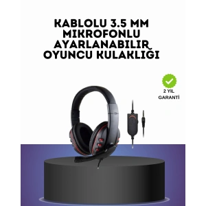 Kırmızı  Headset Mikrofonlu Sağlam Kablolu Konforlu