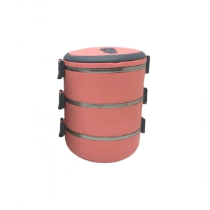 YEMEK TERMOSU KOYU PEMBE 3LÜ SEFER TASI SAKLAMA KABI 1.8LT