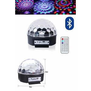 Küre Disko Topu Müzik Çalar Renkli Lazer Işıklı Bluetooth Disko Parti Işığı Kumandalı