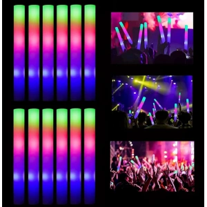 Led Işıklı Rengarenk Sünger Parti Çubuğu - 12 Adet