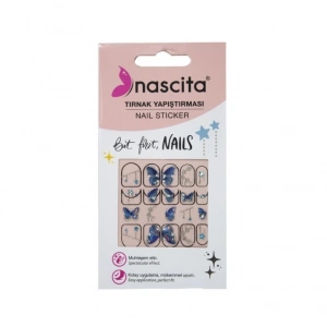 Nascita Tırnak Üstü Sticker Mavi Kelebek Temalı