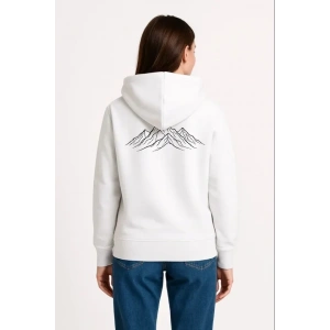 Nihilist Penguen Özel Tasarım Oversize Kapüşonlu Sweatshirt - Beyaz