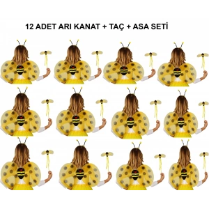 Okul Gösterileri için Arı Seti 12 Adet - Taç, Kanat, Asa
