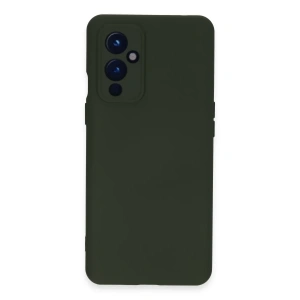 One Plus 9 Kılıf Nano içi Kadife Silikon - Koyu Yeşil