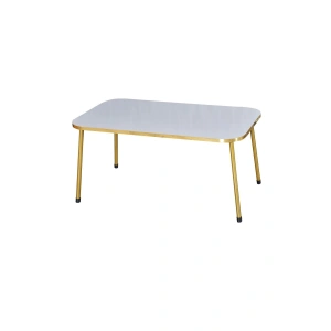 Orta Sehpa Beyaz Kr Gold Metal Ayak Gold