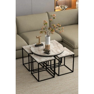 Orta Sehpa Ve Zigon Sehpa Oval Lüx 5Li Set Efes