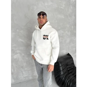 Oversize Üç İplik Kapüşonlu SweatShirt - Beyaz