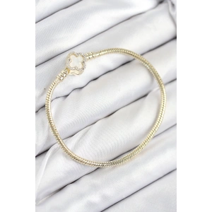 Pirinç Charm Zirkon Taşlı Yonca Model Gold Renk Kadın Bileklik