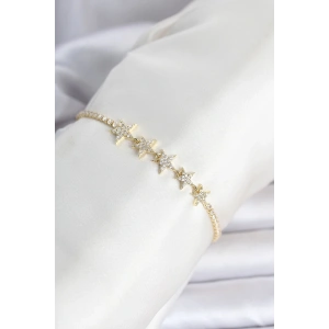 Pirinç Gold Renk Sıralı Yıldız Model Su Yolu Kadın Bileklik