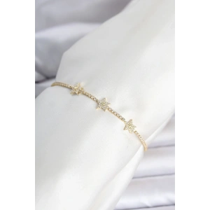 Pirinç Gold Renk Yıldız Model Su Yolu Kadın Bileklik