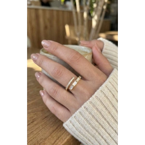 Pirinç Gold Renk Zirkon Taş Detaylı Yılan Model Ayarlanabilir Yüzük