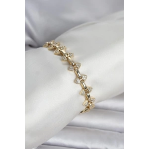 Pirinç Gold Renk Zirkon Taşlı Kadın Bileklik