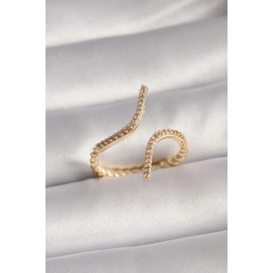 Pirinç Gold Renk Zirkon Taşlı Kadın Yüzük