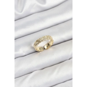 Pirinç Gold Renk Zirkon Taşlı Sırım Kadın Yüzük