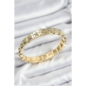 Pirinç Zirkon Taşlı Yıldız Model Gold Renk Lastikli Kadın Bileklik