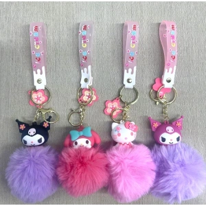 Ponponlu Kuromi Ve Hello Kitty Karışık Anahtarlık