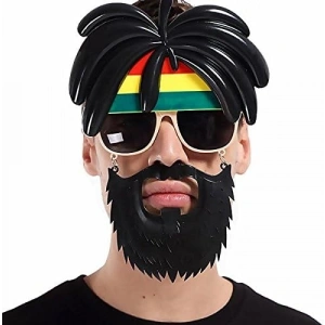 Rasta Peruklu Rasta Sakallı Bob Marley Bıyıklı Parti Gözlüğü 27x18 cm