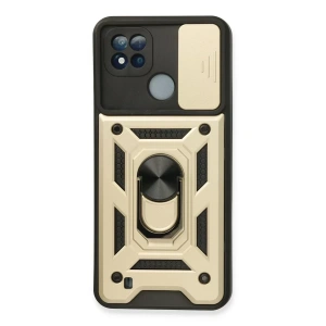 Realme C11 2021 Kılıf Pars Lens Yüzüklü Silikon - Gold
