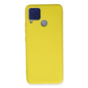 Realme C15 Kılıf Nano içi Kadife Silikon - Sarı