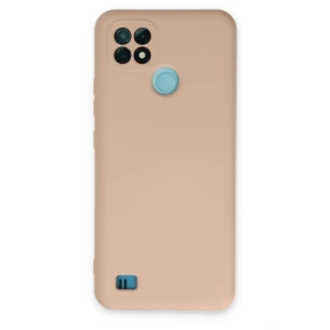Realme C21 Kılıf Nano içi Kadife Silikon - Pudra