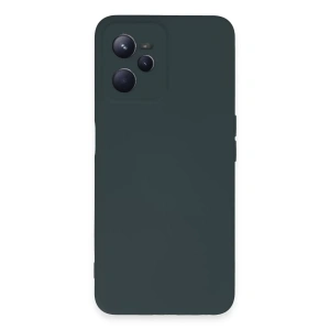 Realme C35 Kılıf Nano içi Kadife Silikon - Koyu Yeşil