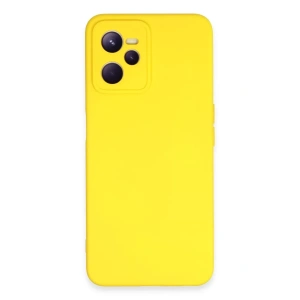 Realme C35 Kılıf Nano içi Kadife Silikon - Sarı