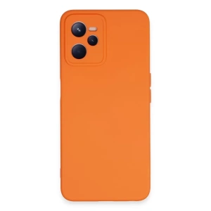 Realme C35 Kılıf Nano içi Kadife Silikon - Turuncu