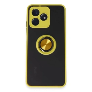 Realme C53 Kılıf Montreal Yüzüklü Silikon Kapak - Sarı