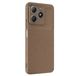 Realme C61 Kılıf Auto Focus Karbon Kapak - Kahverengi