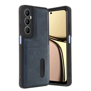 Realme C65 Sara Kartvizitli Deri Kılıf - Lacivert