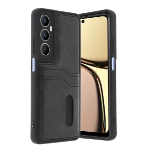 Realme C65 Sara Kartvizitli Deri Kılıf - Siyah