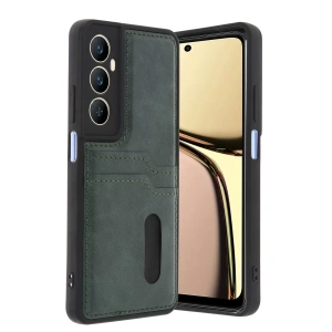 Realme C65 Sara Kartvizitli Deri Kılıf - Yeşil