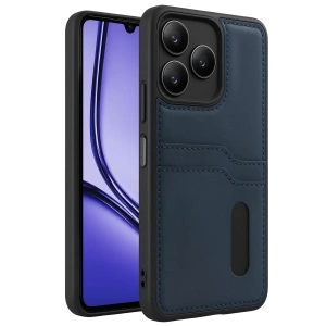 Realme Note 50 4G Kılıf Sara Kartvizitli Deri Kılıf - Lacivert