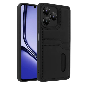 Realme Note 50 4G Kılıf Sara Kartvizitli Deri Kılıf - Siyah