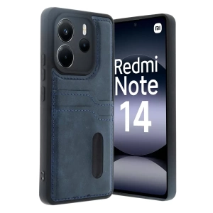 Redmi Note 14 4G Kılıf Sara Kartvizitli Deri Kılıf - Lacivert