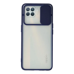 Reno 4 Lite Kılıf Palm Buzlu Kamera Sürgülü Silikon - Lacivert