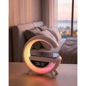 RGB Gece Lambalı Kablosuz Şarj Cihazlı Bluetooth Hoparlör Dijital Saat