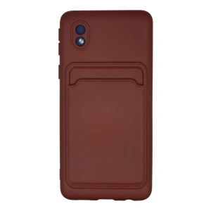 Samsung Galaxy A01 Core Kılıf Kelvin Kartvizitli Silikon - Bordo