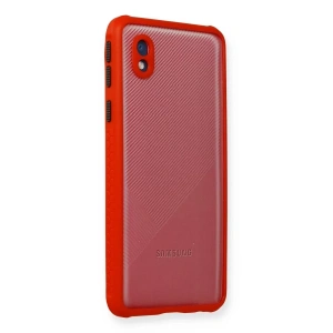 Samsung Galaxy A01 Core Kılıf Miami Şeffaf Silikon - Kırmızı